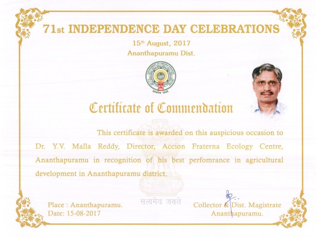 Certification of Commendation 
