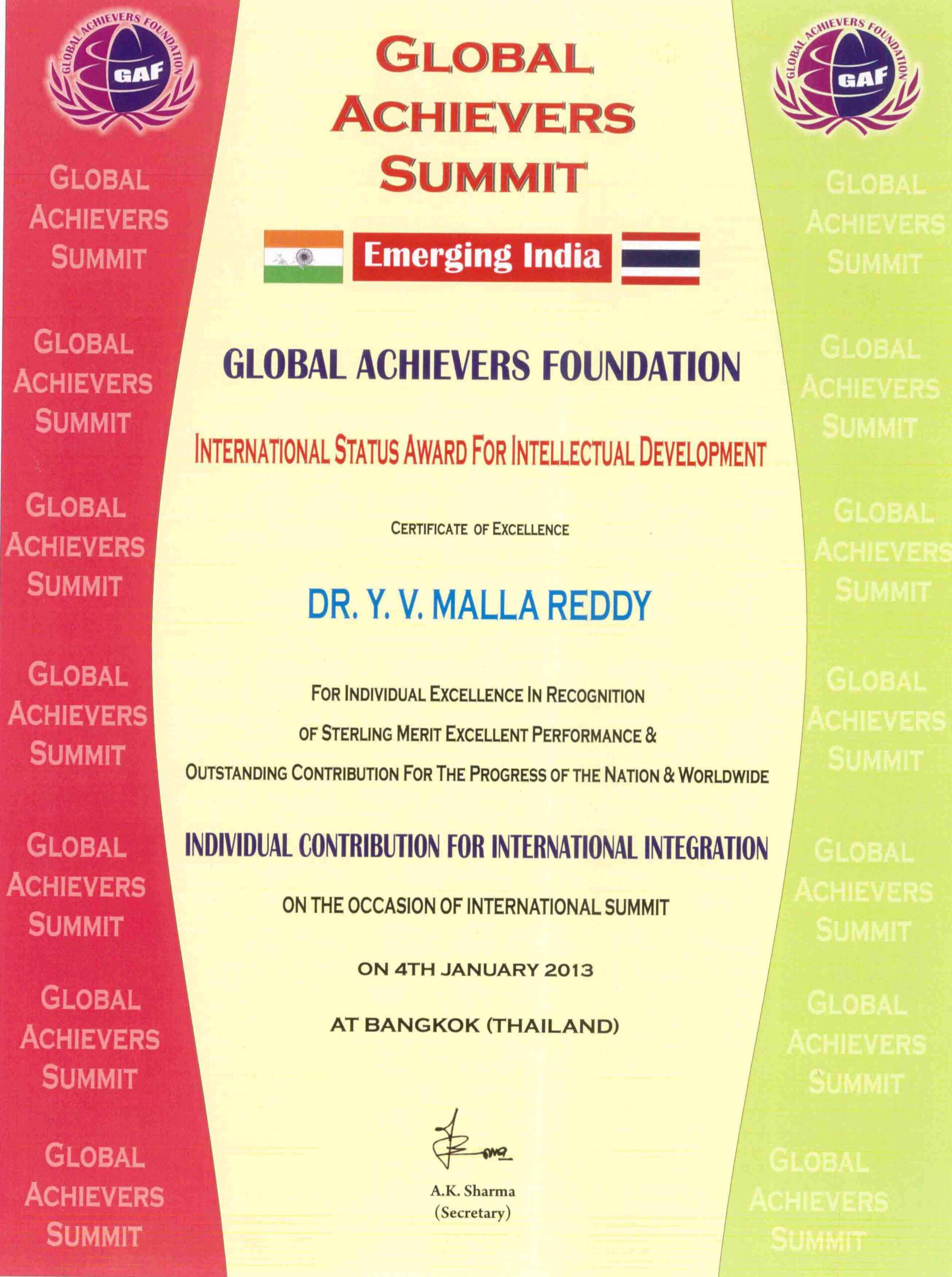 International Status Award